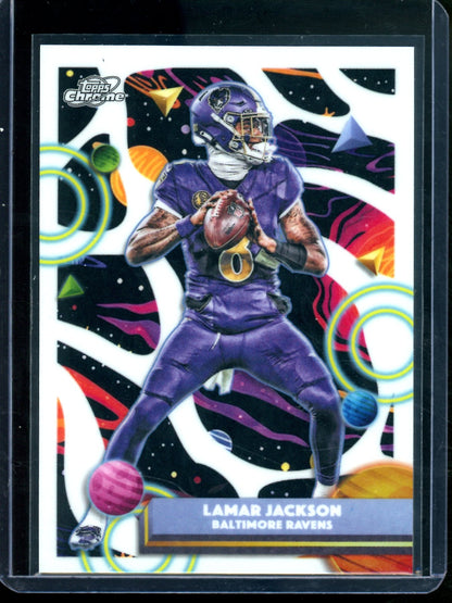 2025 Topps Chrome Cosmic Lamar Jackson White SP Ravens