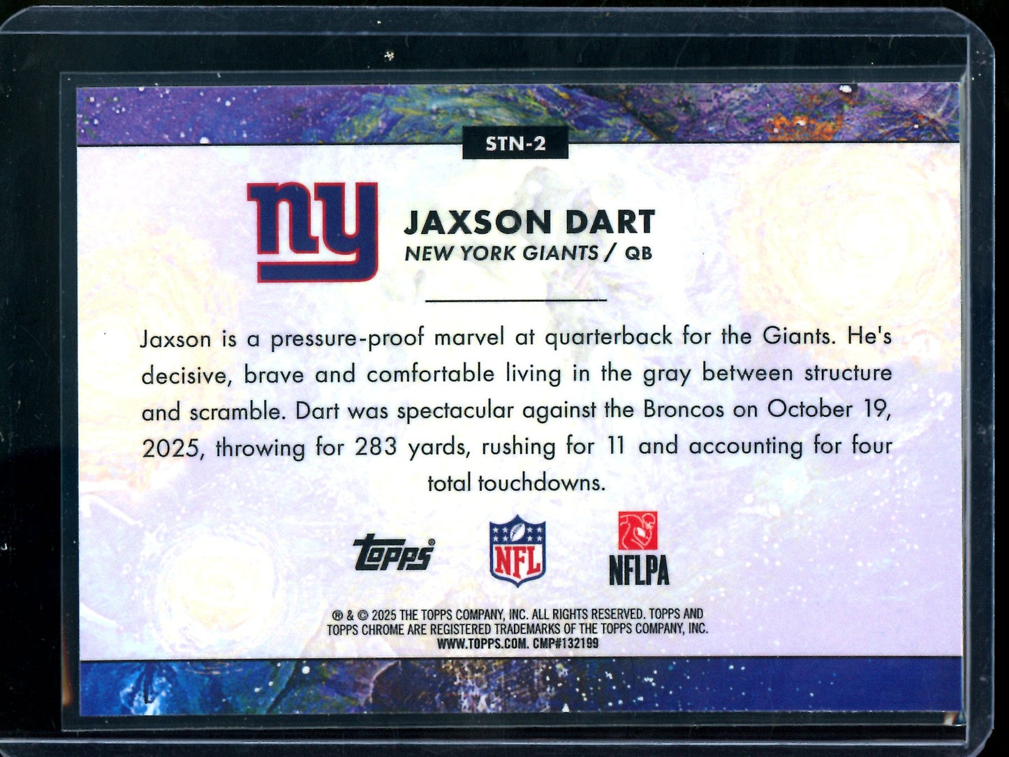 2025 Topps Chrome Cosmic Jaxson Dart Stars In The Night Rookie Refractor Giants