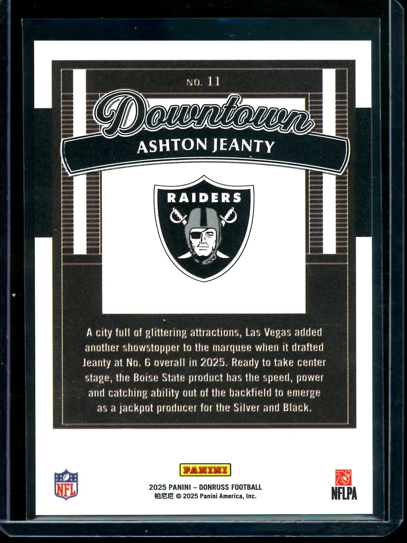 2025 Panini Donruss Ashton Jeanty Rookie Downtown Case Hit Raiders