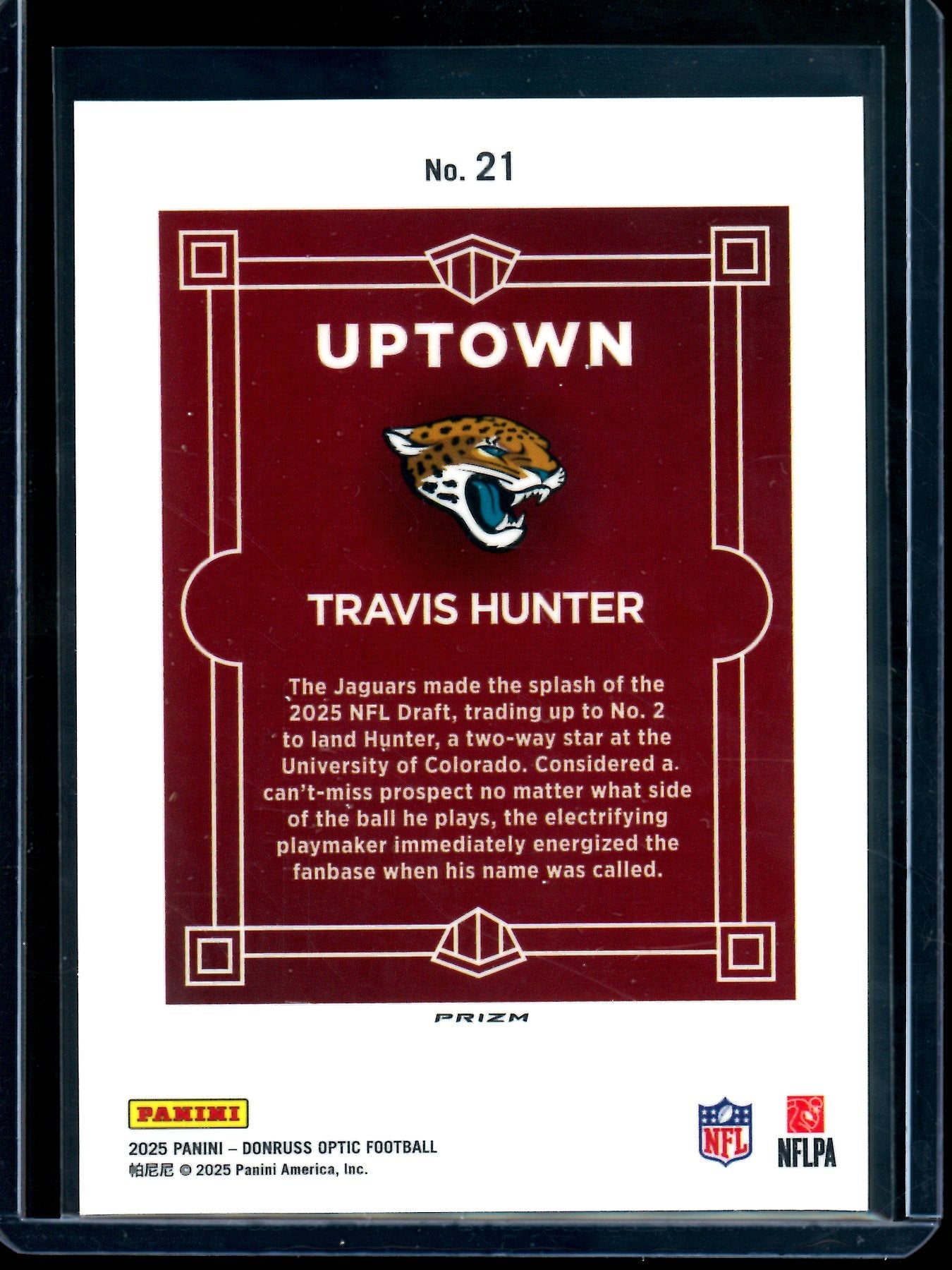 2025 Panini Optic Travis Hunter Uptown Rookie Case Hit Jaguars