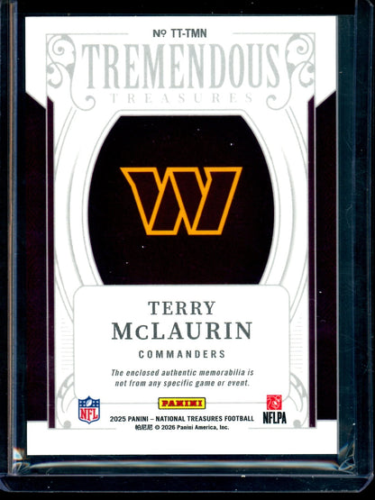 2025 Panini National Treasures Terry McLaurin Tremendous Treasures Relic /99 Commanders