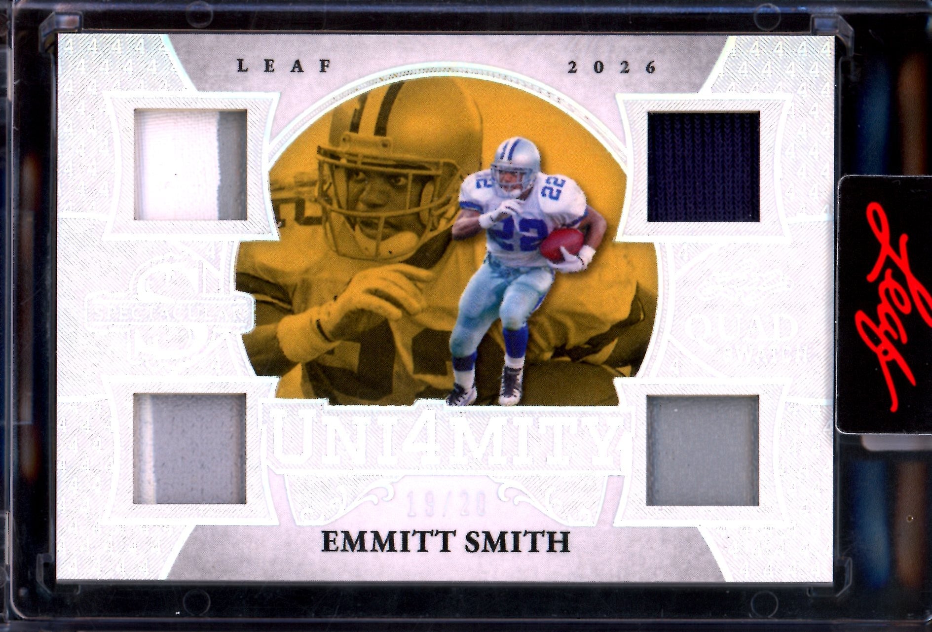 2026 Leaf Spectacular Emmitt Smith Uni4mity Quad Relic /20 Cowboys