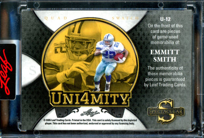 2026 Leaf Spectacular Emmitt Smith Uni4mity Quad Relic /20 Cowboys