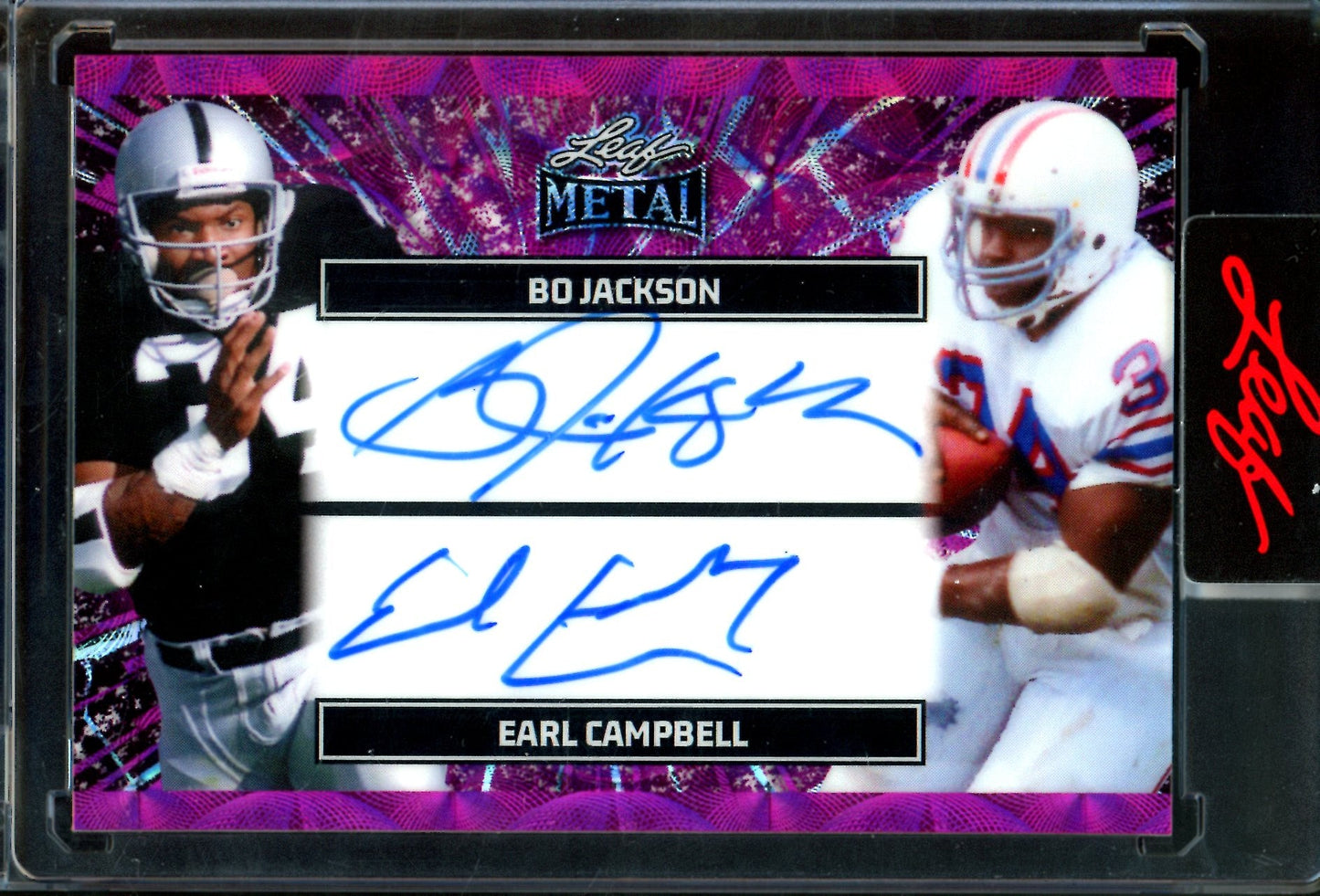 2026 Leaf Metal Bo Jackson / Earl Campbell Dual Autograph /4 Raiders
