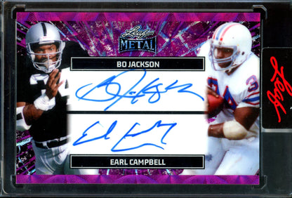 2026 Leaf Metal Bo Jackson / Earl Campbell Dual Autograph /4 Raiders