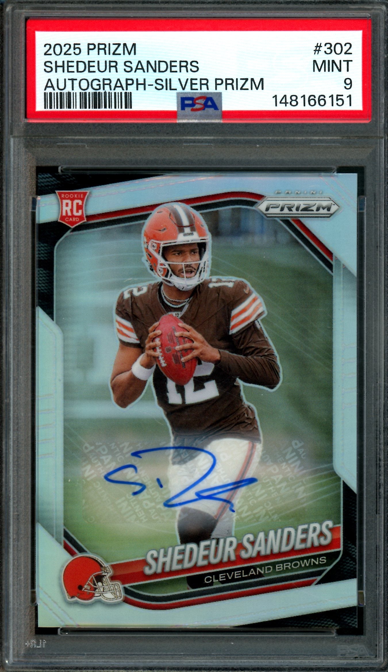 2025 Panini Prizm Shedeur Sanders Autograph Silver Prizm PSA 9 Browns