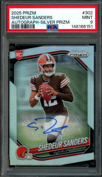 2025 Panini Prizm Shedeur Sanders Autograph Silver Prizm PSA 9 Browns
