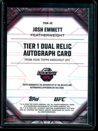 2026 Topps Knockout Josh Emmett Dual Patch Autograph /299