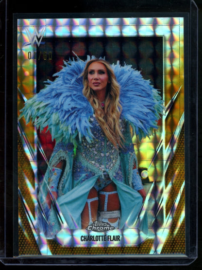 2026 Topps Chrome Charlotte Flair Gold Geometric Refractor /50