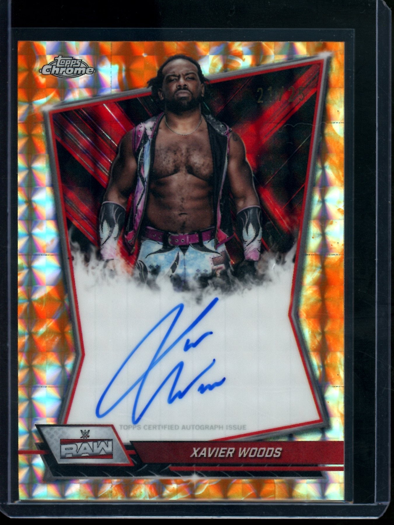 2026 Topps Chrome Xavier Woods Orange Geometric Refractor Autograph /25