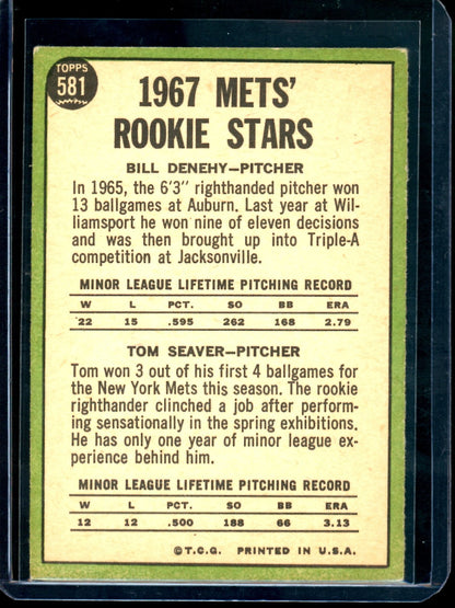 1967 Topps Tom Seaver / Bill Denehy 1967 Rookie Stars Mets (B)