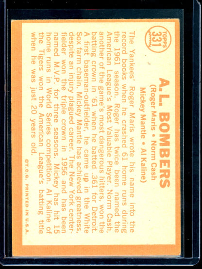 1964 Topps A.L. Bombers Maris / Cash / Mantle / Kaline Yankees