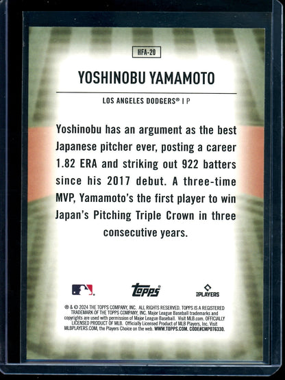 2024 Topps Flagship Yoshinobu Yamamoto Rookie Home Field Advantage SP Dodgers