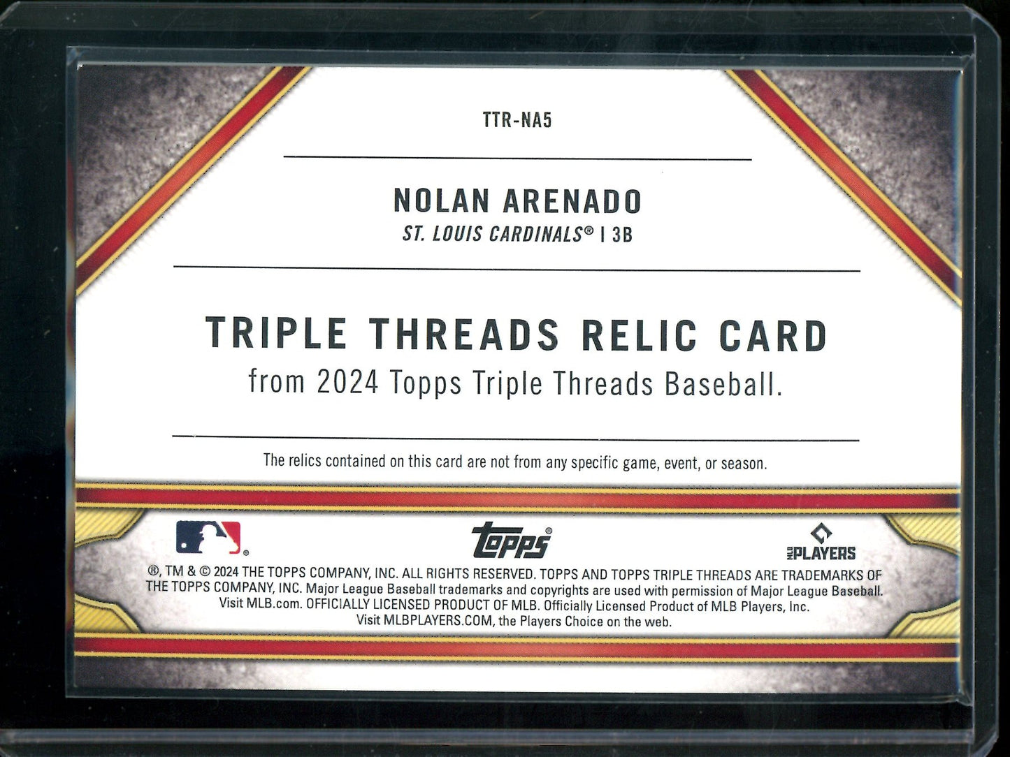 2024 Topps Triple Threads Nolan Arenado Relic /18 Green Cardinals