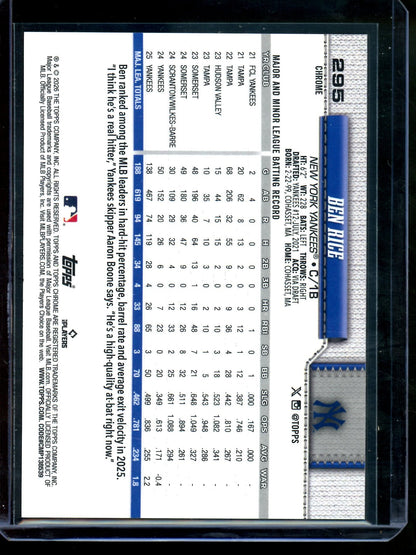 2026 Topps Chrome Ben Rice Purple Geometric Refractor /75