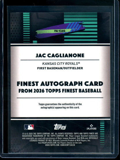 2026 Topps Finest Jac Caglianone Blue Rookie Autograph /150 Royals