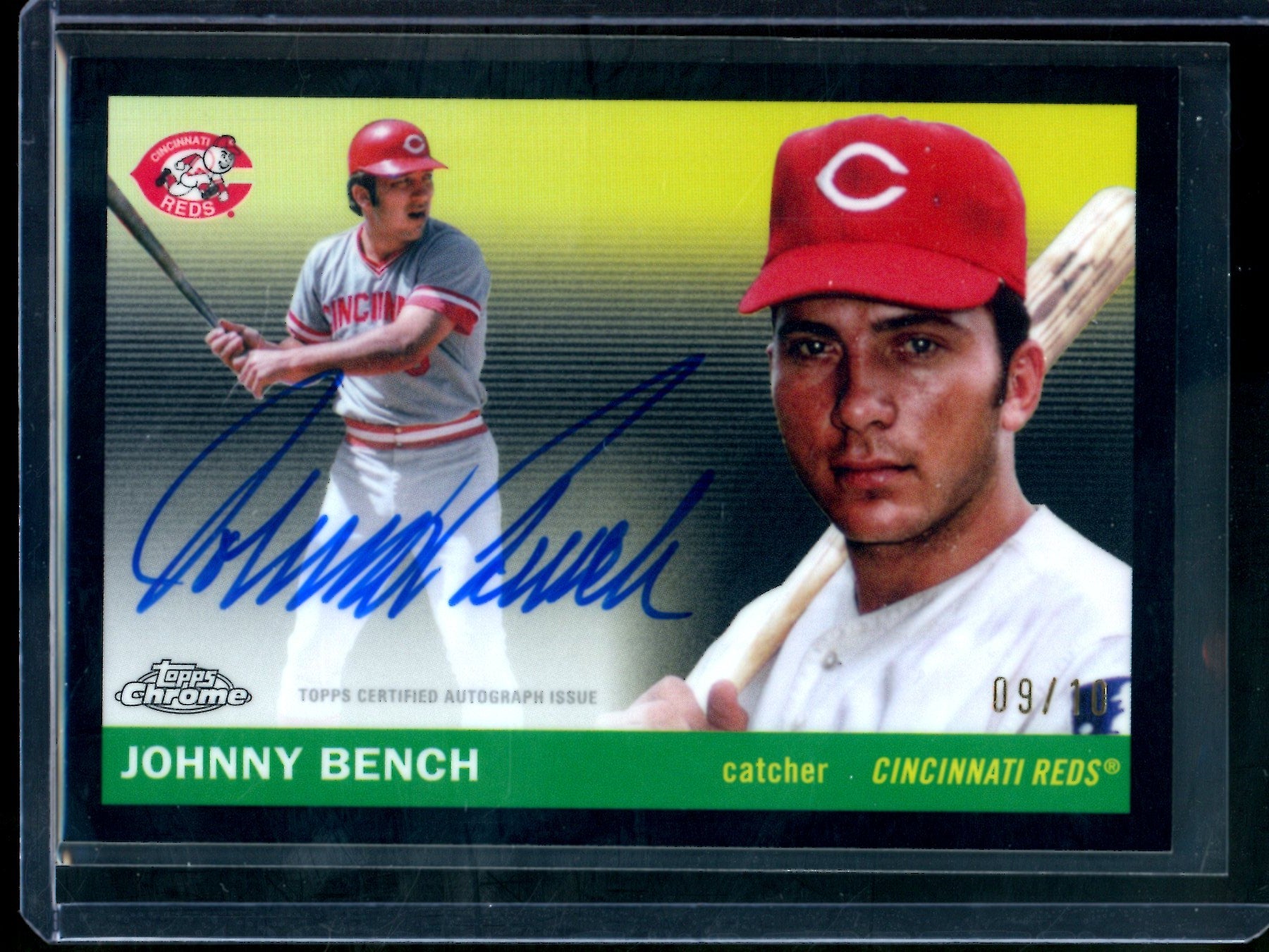 2025 Topps Platinum Johnny Bench Black Refractor Autograph /10 Reds
