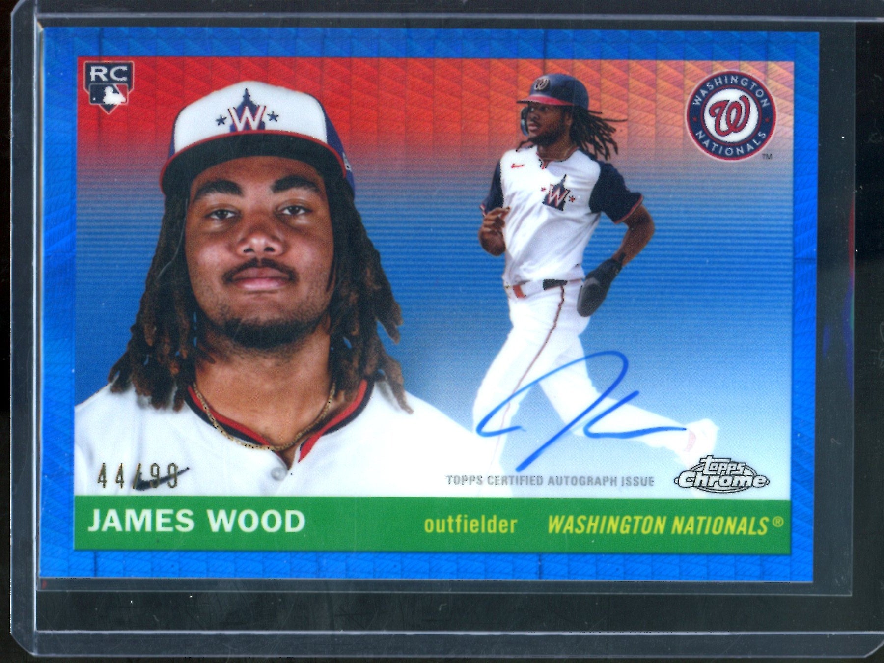 2025 Topps Platinum James Wood Blue Prism Rookie Autograph /99 Nationals