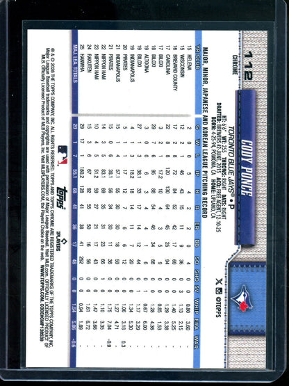 2026 Topps Chrome Cody Ponce Black Refractor Rookie /10 Blue Jays