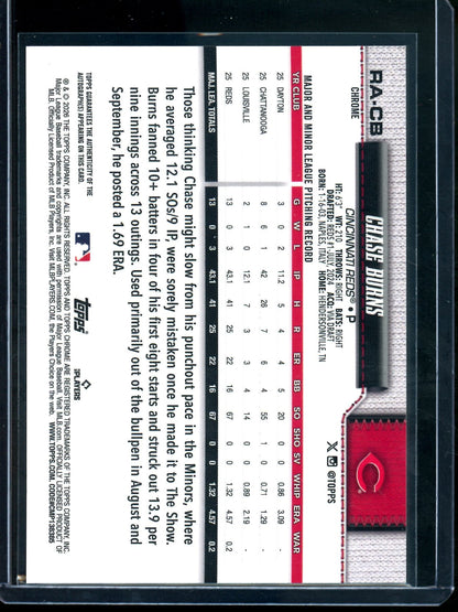 2026 Topps Chrome Chase Burns Rookie Autograph Reds