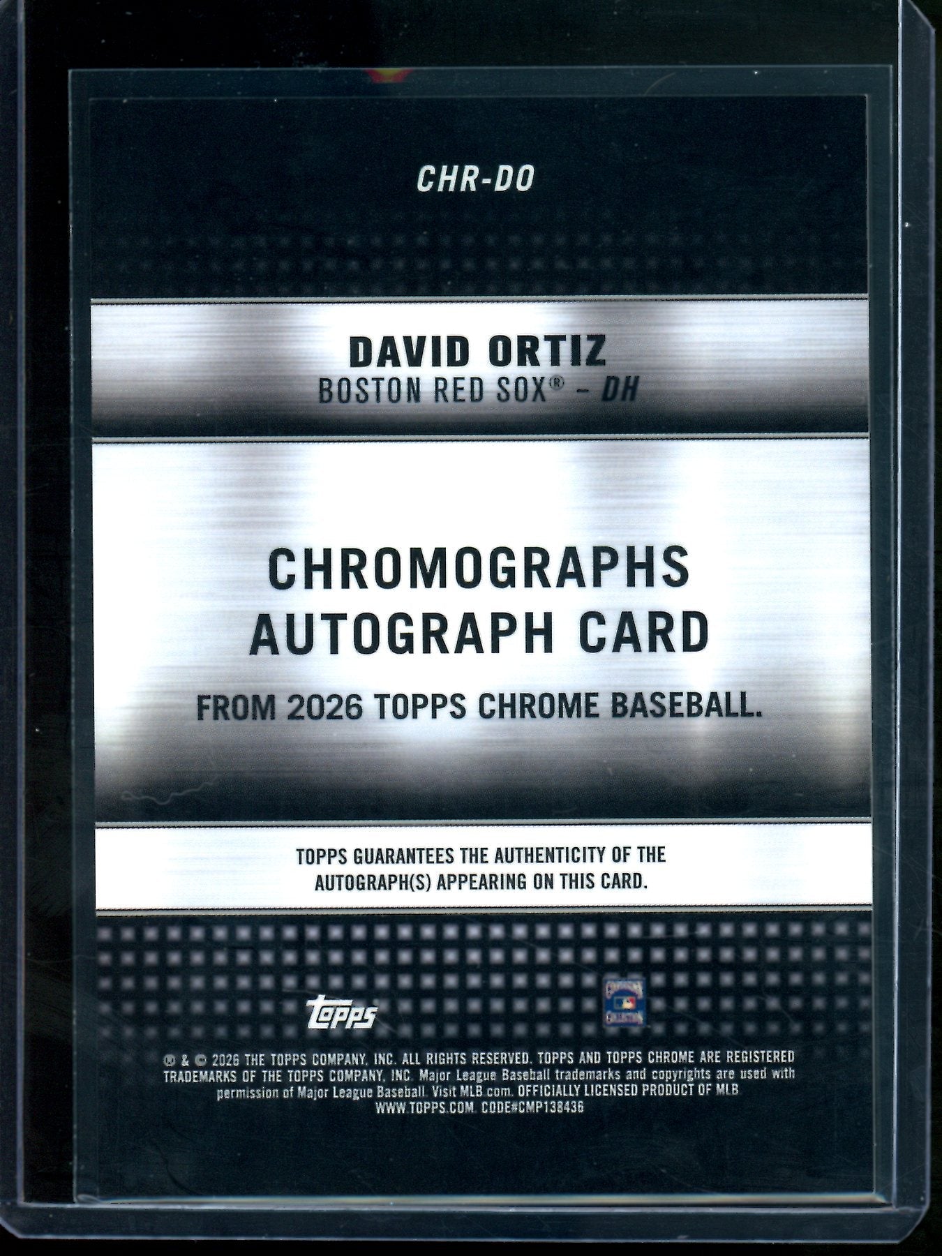 2026 Topps Chrome David Ortiz Chromographs Gold /50 Red Sox