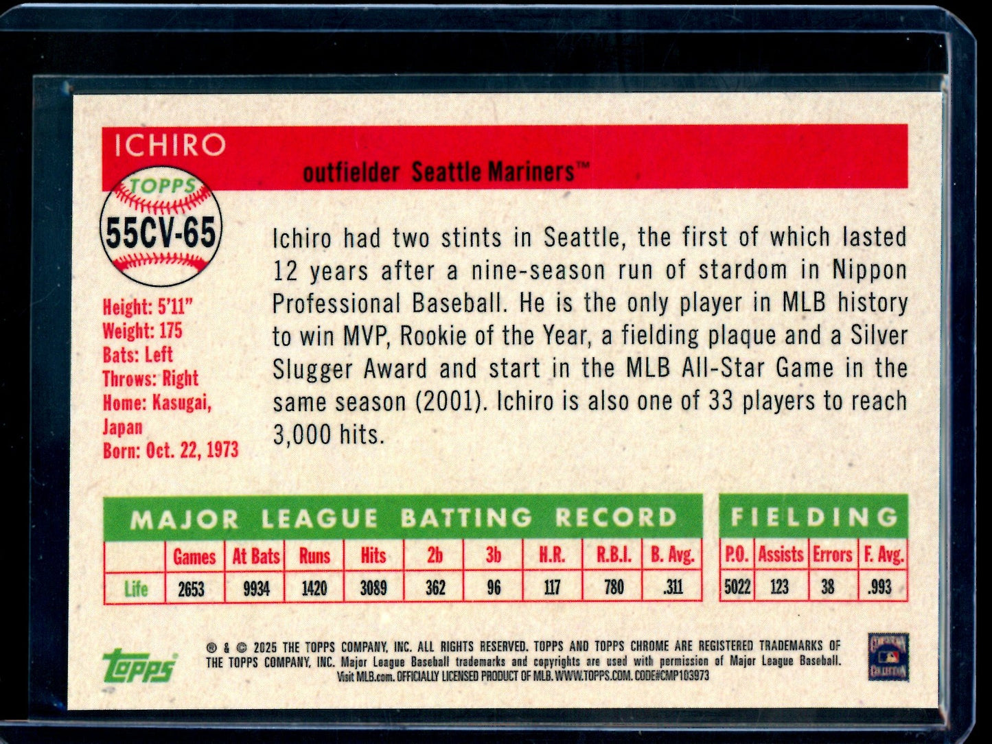 2025 Topps Platinum Ichiro City Variation SP Mariners