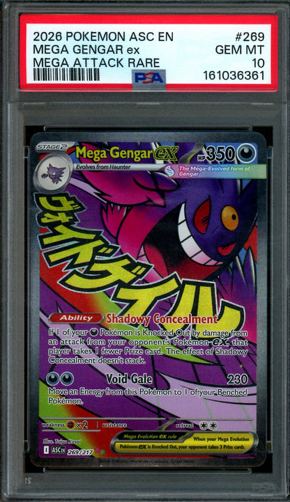 2026 Pokemon Ascended Heroes Mega Gengar EX 269/217 PSA 10