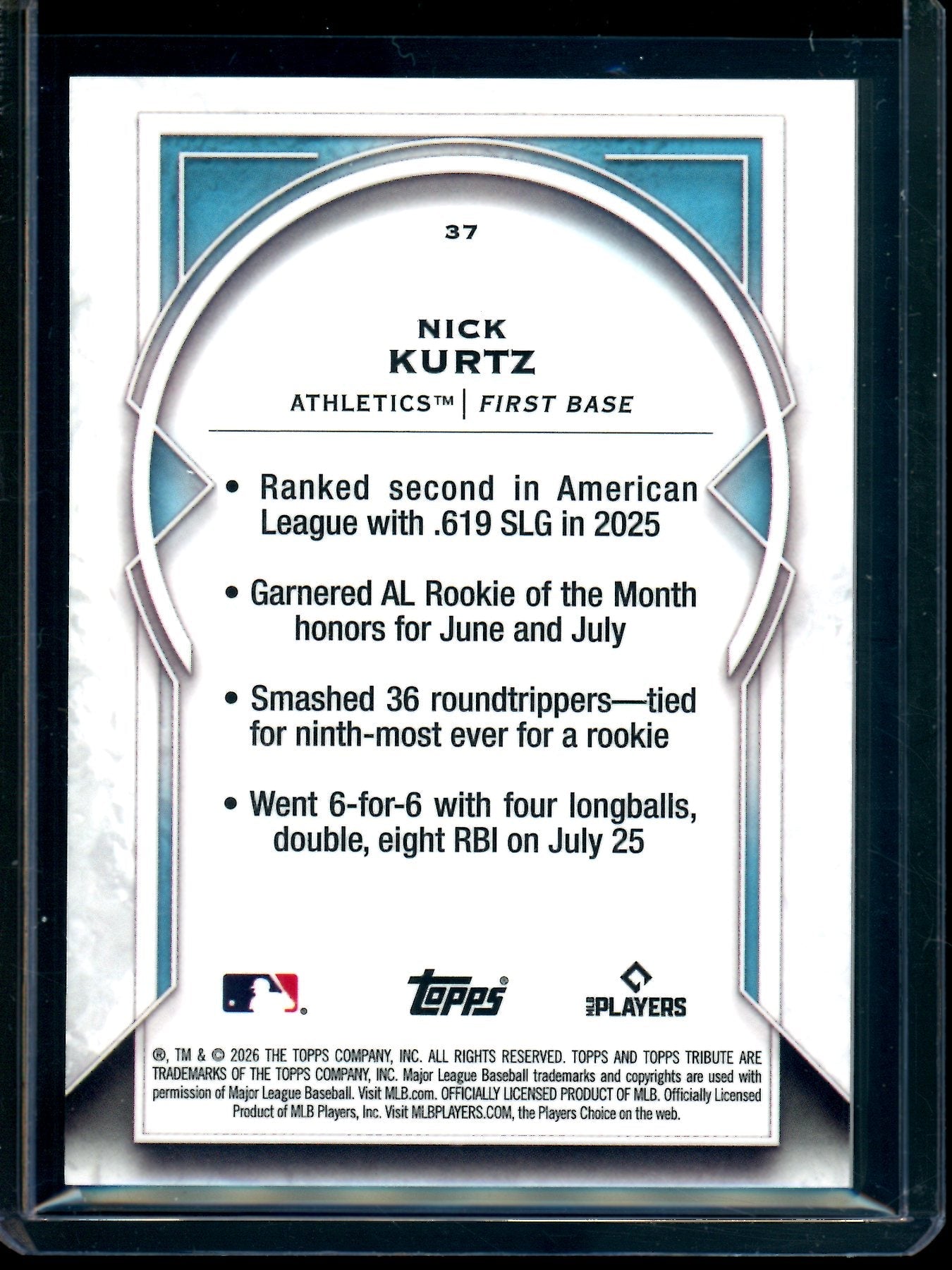 2026 Topps Tribute Nick Kurtz Purple Refractor /75 Athletics