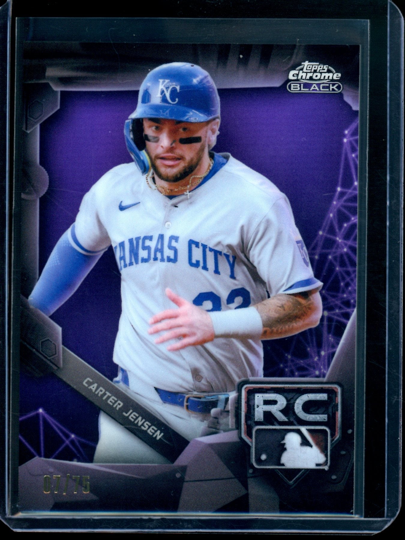 2026 Topps Chrome Black Carter Jensen Purple Refractor Rookie /75 Royals
