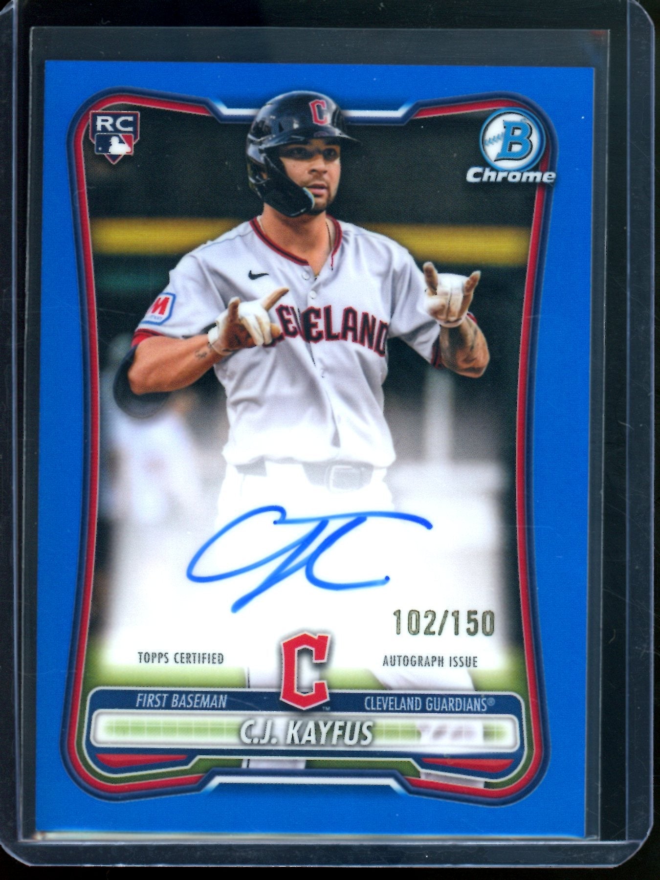 2026 Bowman Chrome C.J. Kayfus Blue Rookie Autograph /150 Guardians