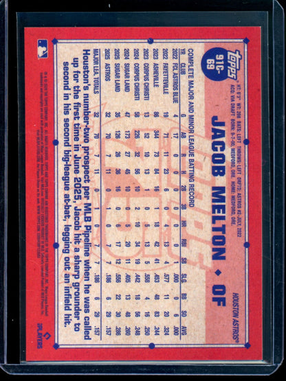2026 Topps Chrome Jacob Melton 1991 Rookie Black Mojo Refractor /10 Astros
