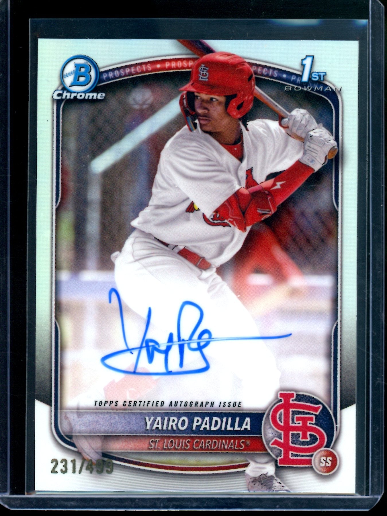 2025 Bowman Chrome Yairo Padilla 1st Refractor Autograph /499 Cardinals