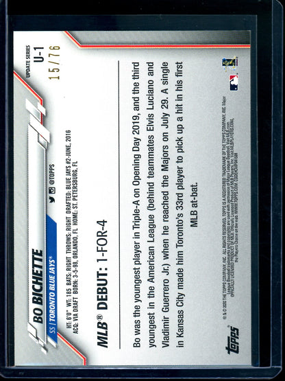 2020 Topps Flagship Bo Bichette Independence Day Rookie /76 Blue Jays