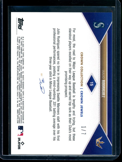 2022 Topps Crown Collection Julio Rodriguez Crown Jewels Rookie /7 Mariners