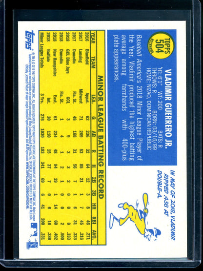 2019 Topps Heritage Vladimir Guerrero Jr Nickname Variation Rookie Blue Jays