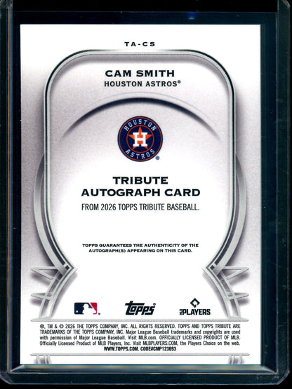 2026 Topps Tribute Cam Smith Rookie Autograph /199 Astros