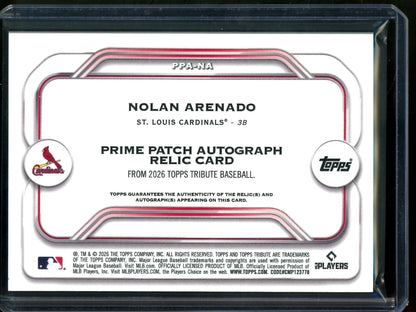 2026 Topps Tribute Nolan Arenado Prime Relic Autograph /5 Cardinals