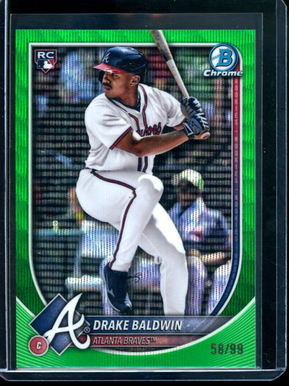 2025 Bowman Chrome Drake Baldwin Green Wave Rookie Refractor /99 Braves