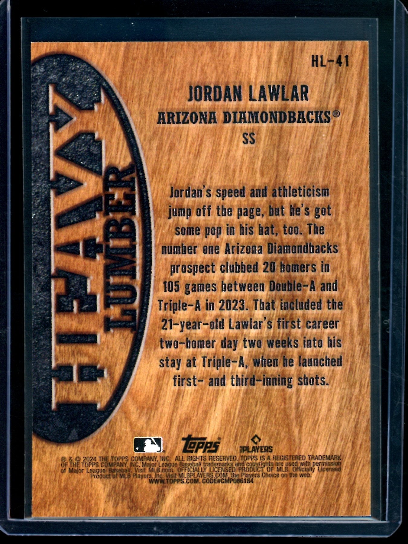 2024 Topps Flagship Jordan Lawlar Heavy Lumber Rookie SP Diamondbacks