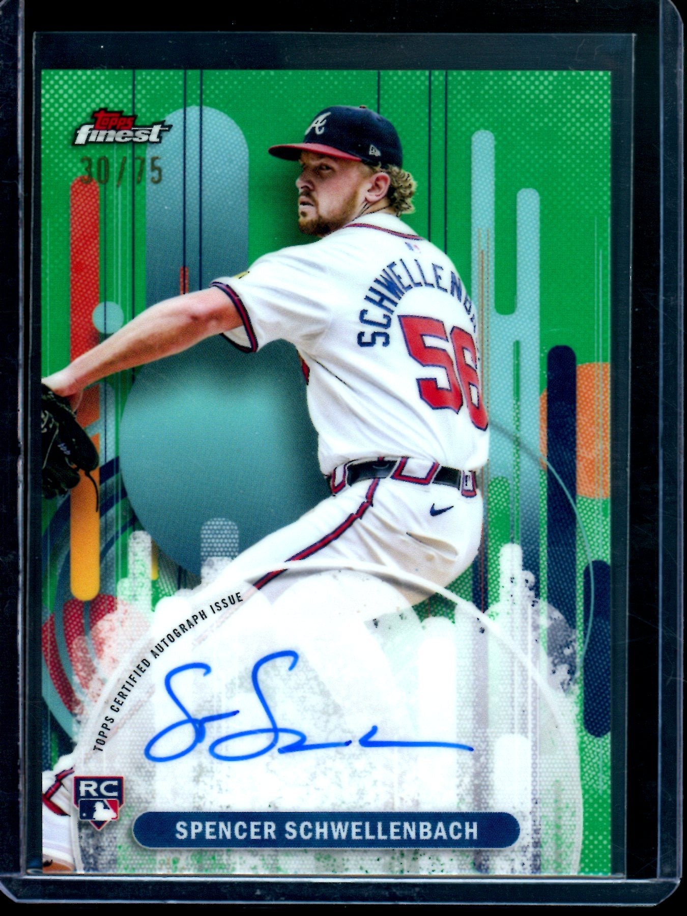 2025 Topps Finest Spencer Schwellenbach Green Refractor Rookie Autograph /75 Braves