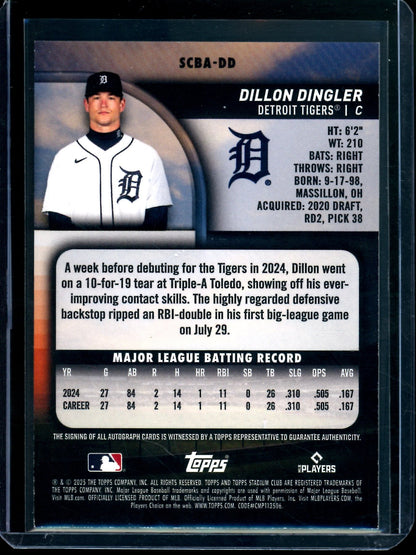 2025 Topps Stadium Club Dillon Dingler Rookie Autograph Tigers