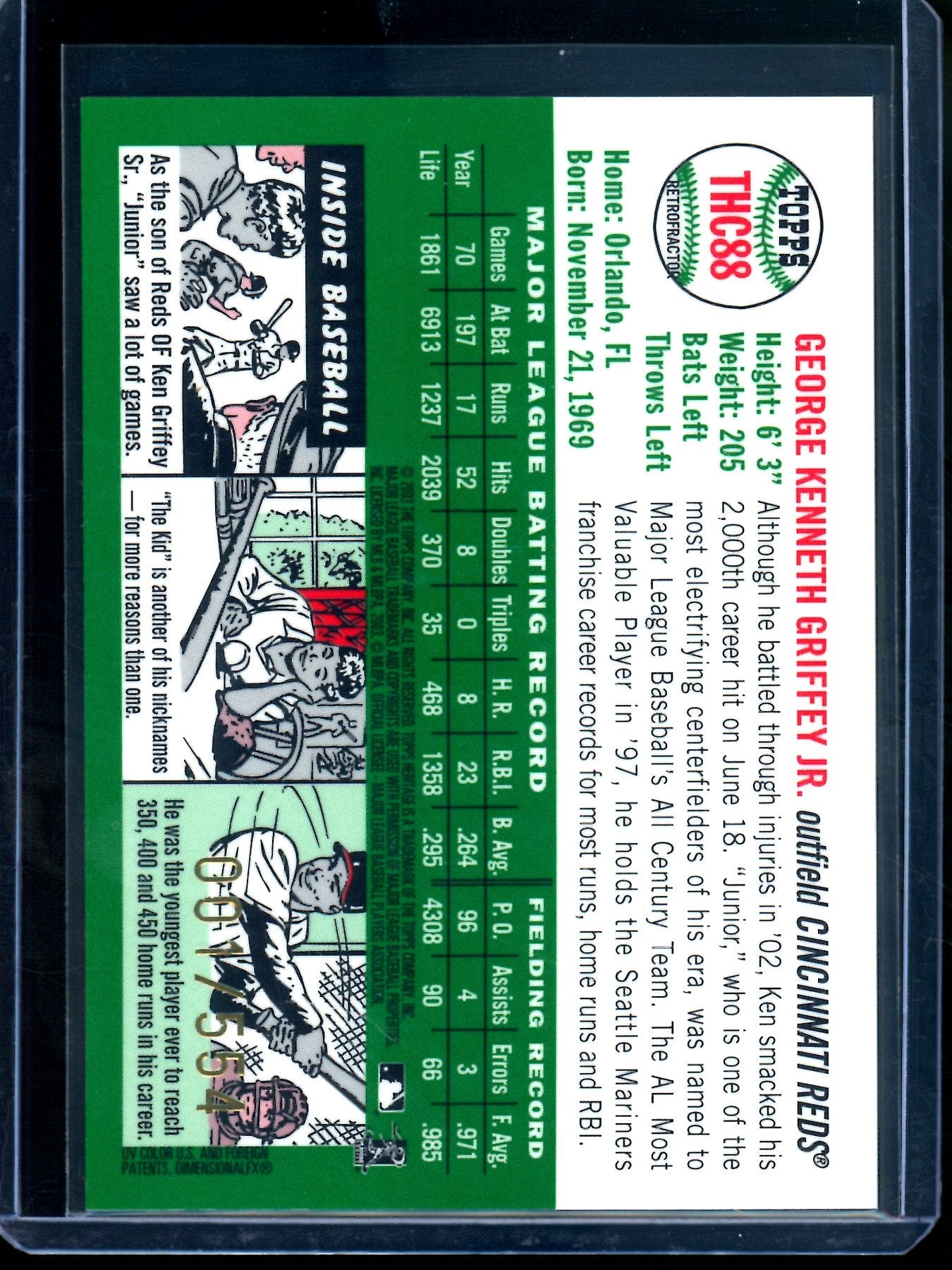 2003 Topps Heritage Ken Griffey Jr Refractor 001/554 Reds