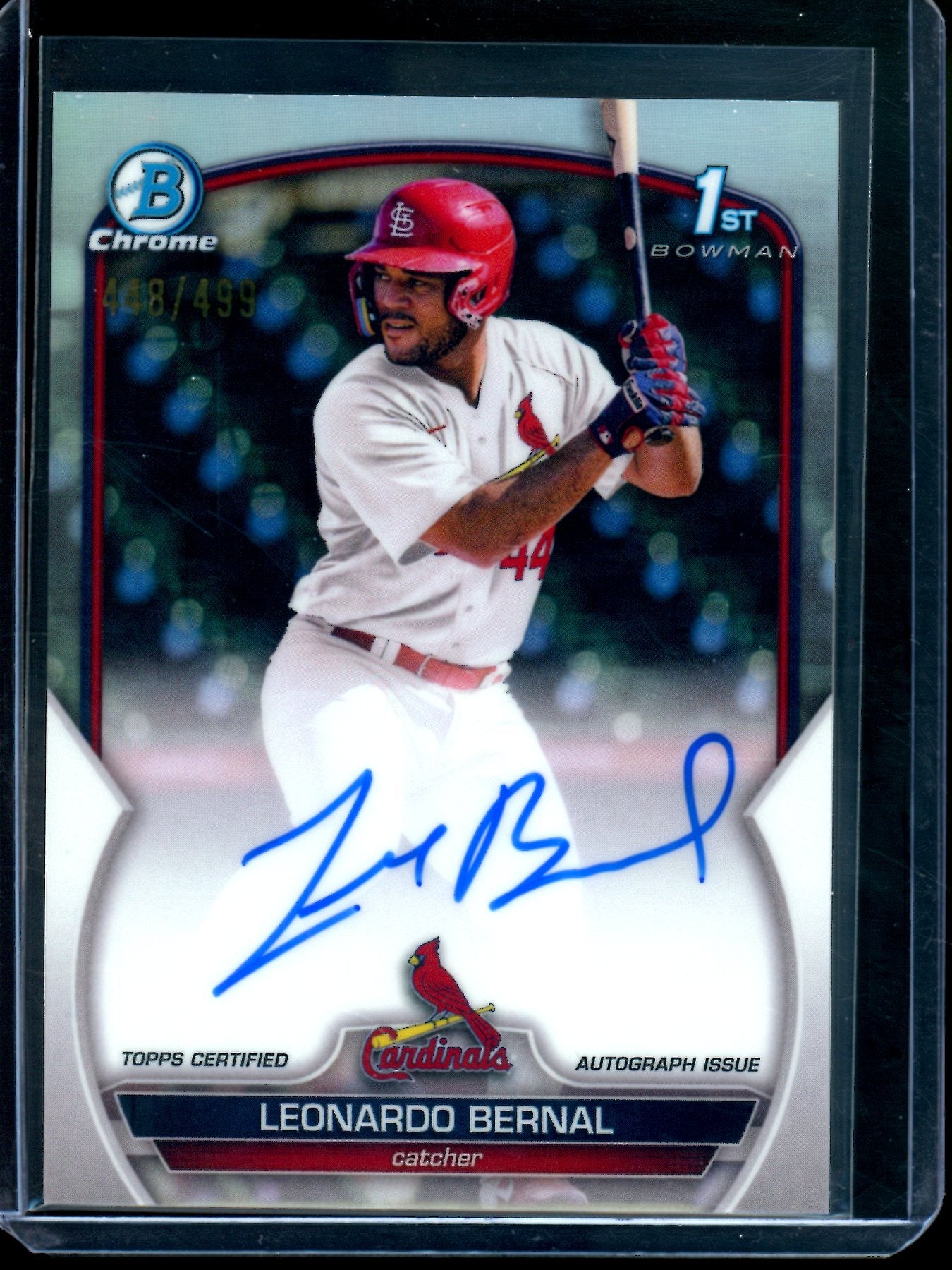 2023 Bowman Chrome Leonardo Bernal 1st Refractor Autograph /499 Cardinals