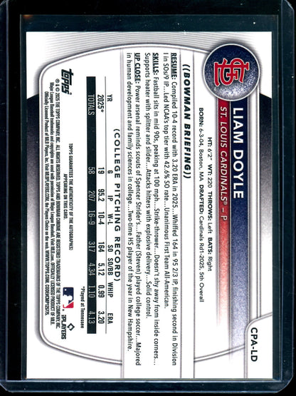 2025 Bowman Chrome Liam Doyle 1st Autograph Cardinals - Trading Card Market