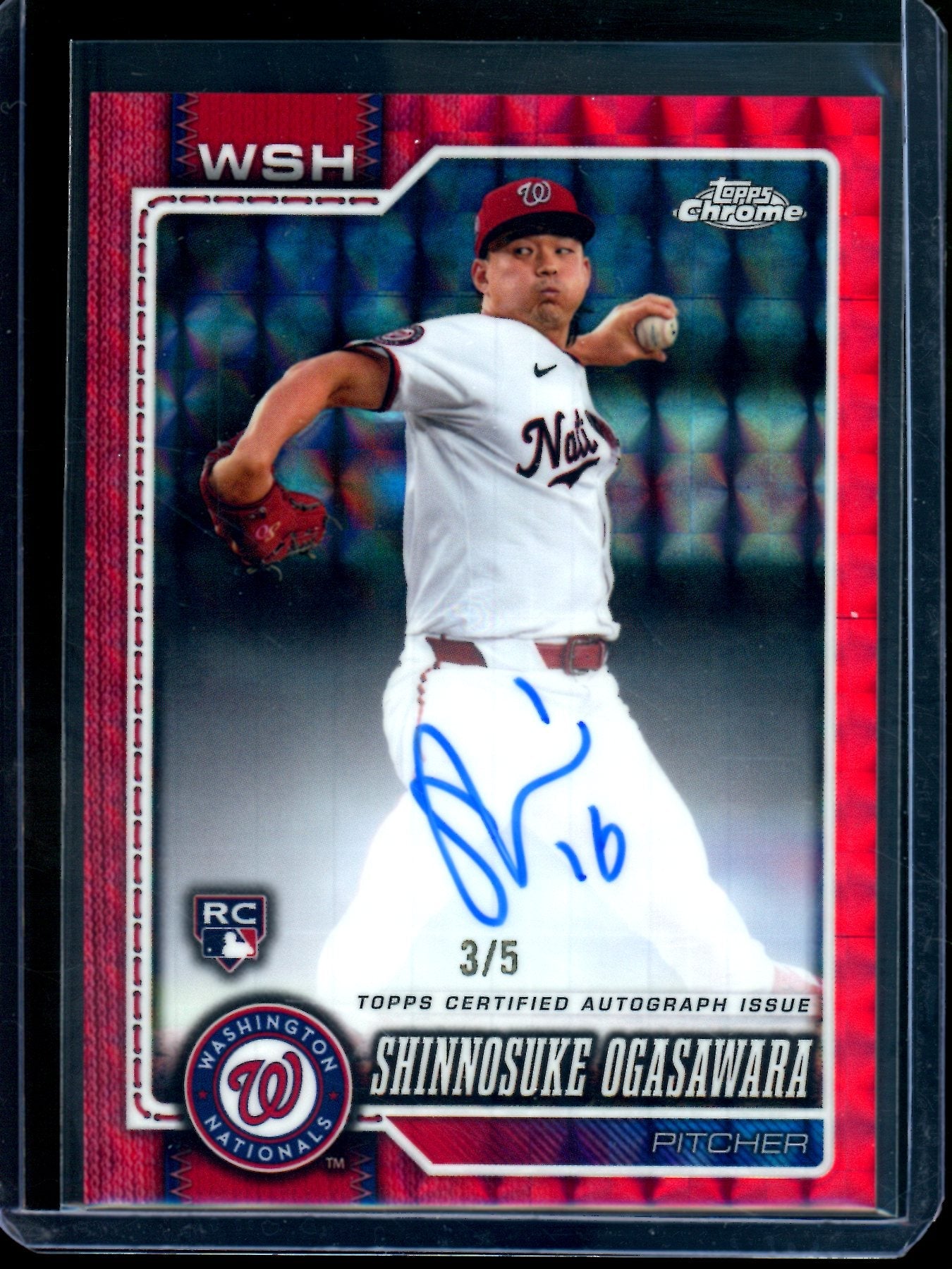 2026 Topps Chrome Shinnosuke Ogasawara Red Rookie Geometric Autograph /5 Nationals