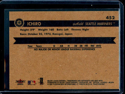 2001 Fleer Tradition Ichiro Rookie #452 Mariners