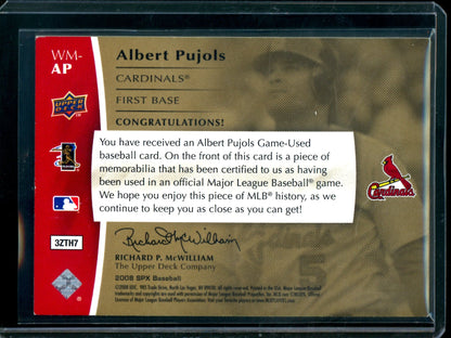 2008 Upper Deck SPX Albert Pujols Dual Relic Gold /35 Cardinals