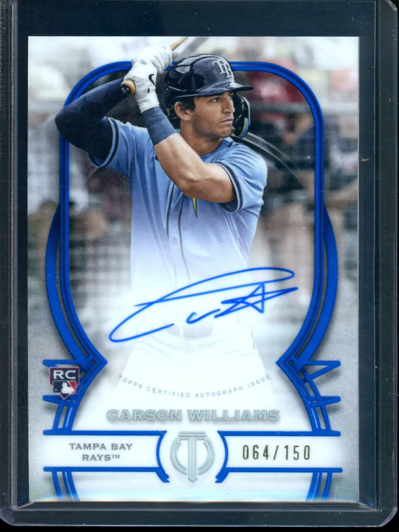 2026 Topps Tribute Carson Williams Blue Rookie Autograph /150 Rays