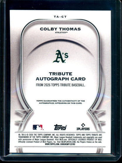 2026 Topps Tribute Colby Thomas Green Rookie Autograph /99 Athletics