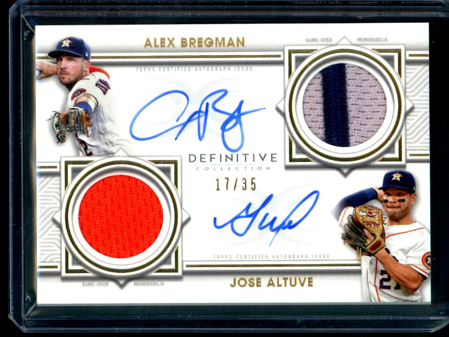2022 Topps Definitive Alex Bregman / Jose Altuve Dual Autograph Patch /35 Astros